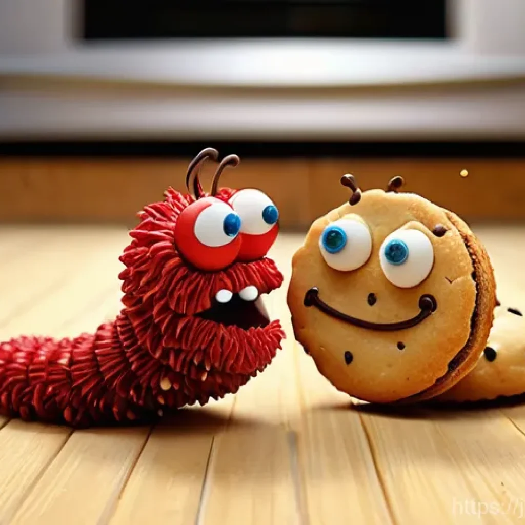 라바 제작사 투바앤의 성장 스토리 - **Prompt 1: Comical Food Scuffle**
"Two anthropomorphic larvae, one bright red and the other vib...