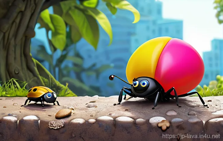 라바의 대표적인 스토리텔링 방식 - **Prompt 1: Red and Yellow's Sewer Snack Struggle**
    "A vibrant, high-definition animated still f...