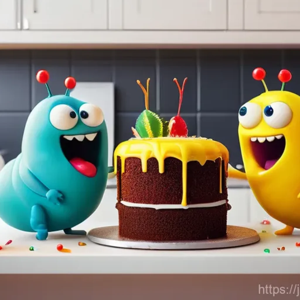 라바의 대사 없는 스토리텔링 기술 - **Prompt:** A vibrant, highly detailed 3D animation style, capturing a moment of intense yet comical...