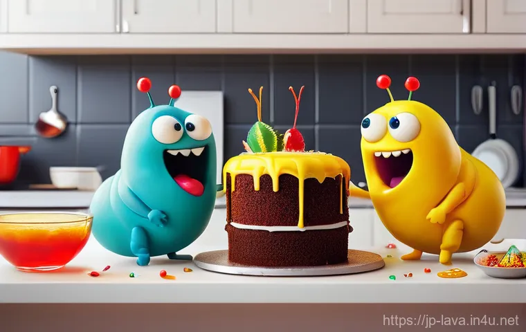 라바의 대사 없는 스토리텔링 기술 - **Prompt:** A vibrant, highly detailed 3D animation style, capturing a moment of intense yet comical...
