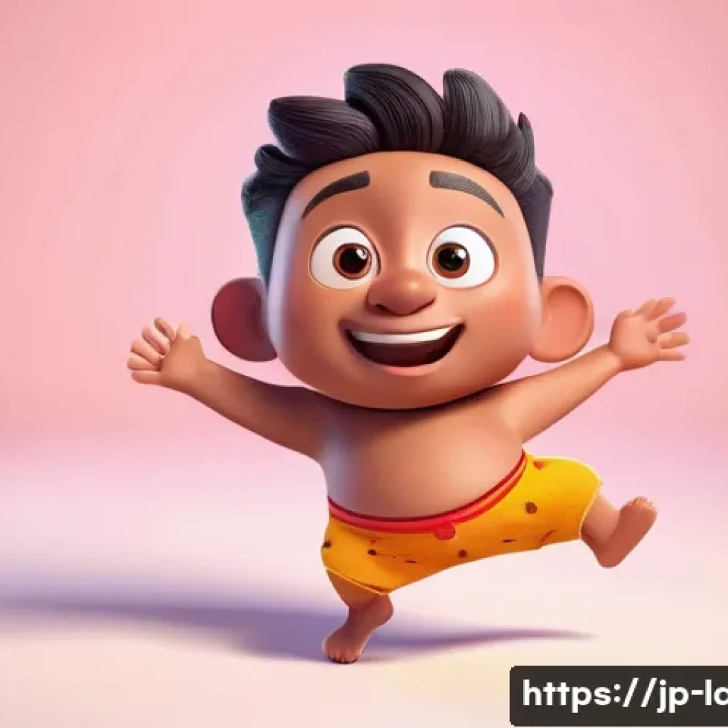 라바의 애니메이션 기술 분석 - A simple yet charming 3D animated character inspired by Laba style, featuring rounded, exaggerated l...