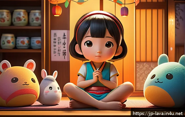 라바의 입체적인 스토리 구성 - A detailed scene showing Laba, a cute animated character wearing colorful underwear, with a complex ...