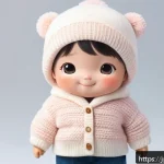 라바 캐릭터의 심리적 설정 - A cute Laba character with a simple, soft design featuring large expressive eyes and subtle eyebrow ...